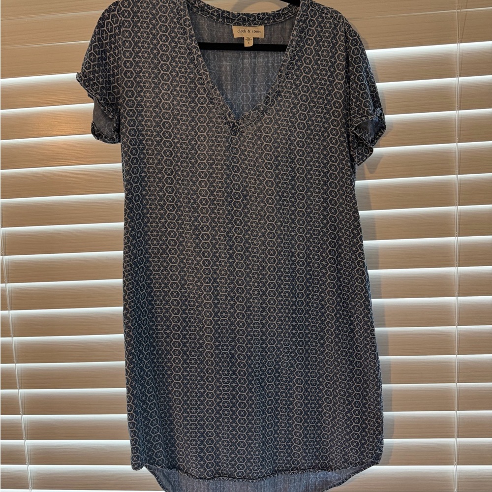 NWOT Cloth & Stone Blue Patterned Short Sleeve dress size S